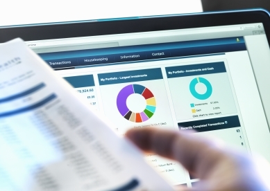 Investment Charts on Computer Screen